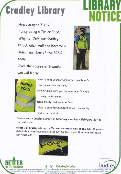 Cradley Library - Junior PCSO Training